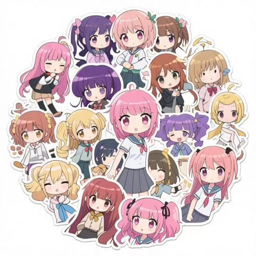 55pcs Stickers for Teens Laptops,Cute Aesthetic Cartoon Vinyl Stickers for Water Bottle Skateboard Scrapbook Travel Case Computers Graffiti Decals