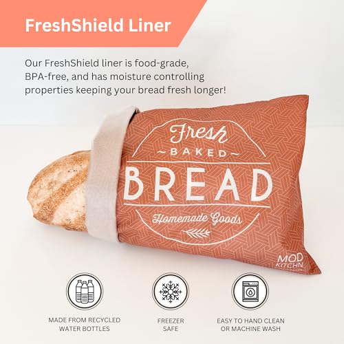 ModKitchn Reusable Bread Bags for Homemade Breads – 2-Pack XL Sourdough Bread Bags | Keeps Sourdough Fresh for a Week | Freezer Safe Reusable Container Storage for Sour Dough and Artisan Loaves by ModKitchn - Used condition - Image 4