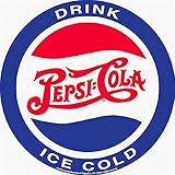 Signs 4 Fun Round Sign | Pepsi – Drink Ice Cold Sign | 12” Diameter | Embossed Aluminum Sign | Made in the USA