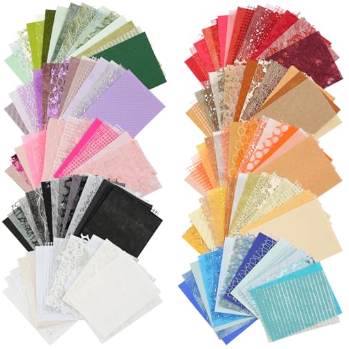 Scrapbook Paper 160 Sheets 10 Color Textured Papers Handmade Mesh Fabric Assorted Set Junk Journaling Supplies Decoupage Papers for DIY Card Making Supplies Gift Wrap Decoration 4.7 x 6.69 Inch