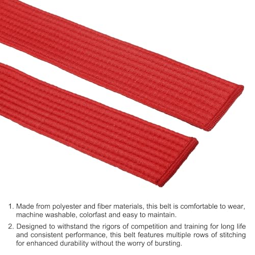 PATIKIL Taekwondo Colored Ranking Belts, 2 Pack 1.6" x5.3FT Polyester Martial Arts Colored Ranking Belt for Coach Teaching Practice, Red by PATIKIL - Image 3