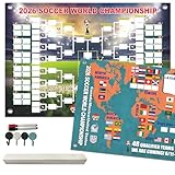 【2026 サッカーワールドカップ トーナメント対戦表】2026W 杯 バー & パーティー 飾り付け 装飾用品 応援グッズ 素材:PVC 95g 赤黒 2 色消せるマーカーペン・粘着フック 4 個セット付き (60CM*42CM) [並行輸入品]