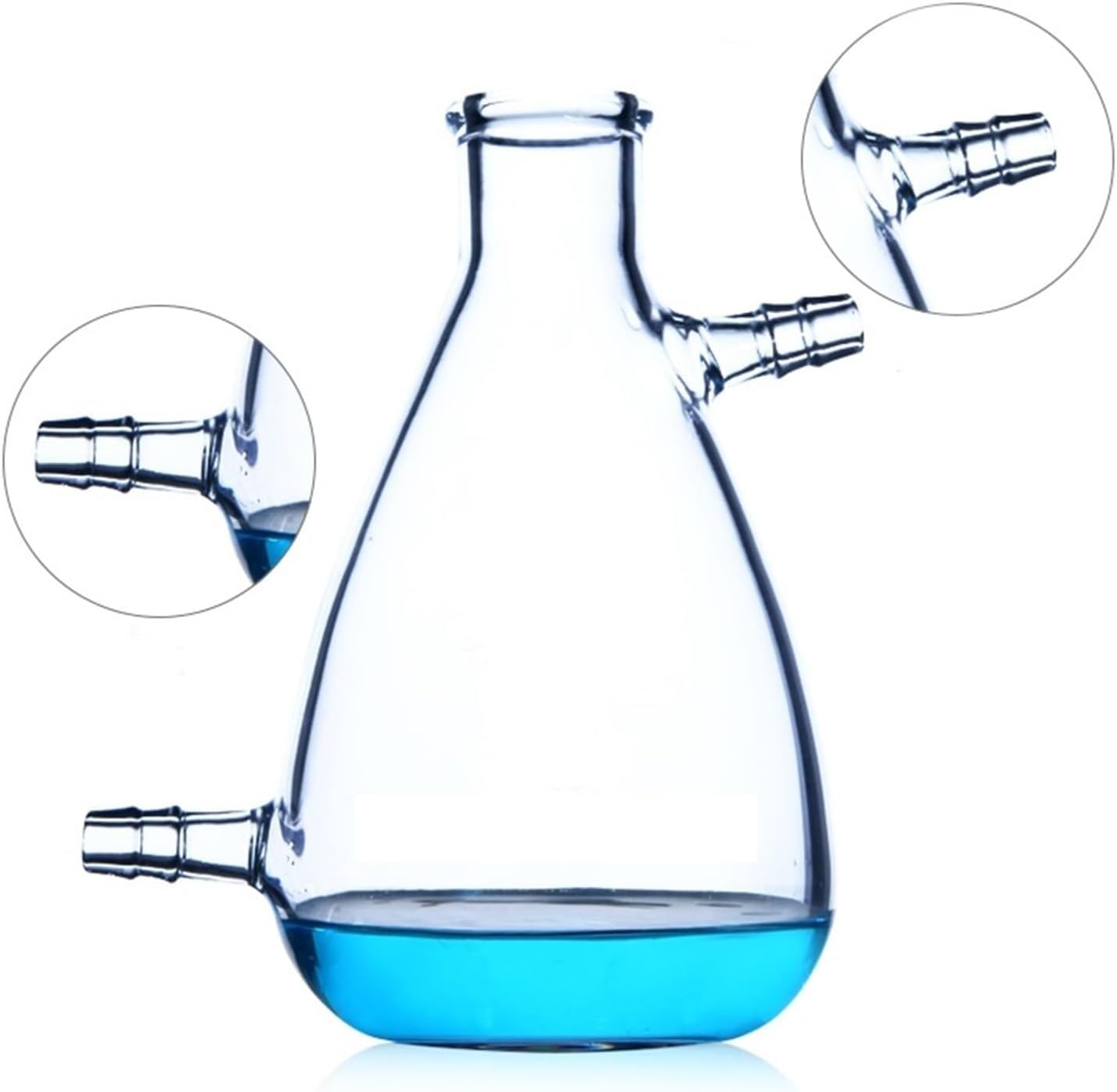 Zestaw szklanych kolb, 125 ml-2000 ml szklana kolba filtracyjna z dwoma rurkami Kolba ssąca laboratoryjna Szkło laboratoryjne(5000mL)