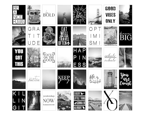 40 Piece Black and White Aesthtetic Photography and Inspirational Quotes
