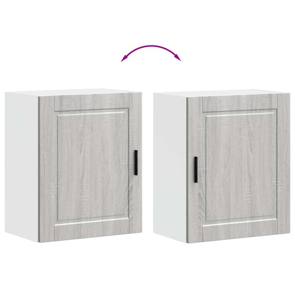 Küchen Hängeschrank Porto Grau Sonoma Holzwerkstoff, Wandmontage, praktischer Küchen Vorratsschrank mit Türen, 50x31x60 cm, ideal für Geschirr, Töpfe, Kochutensilien, optimiert den Platz
