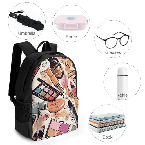 Travel Backpack for Men Women Makeup Theme PatternPrint Adjustable Straps Multiple Pockets for Day Trips Hiking4