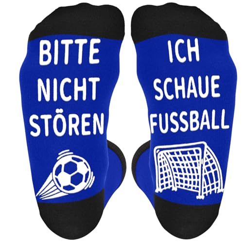 Kirodo Fußball Geschenke für Männer Lustige Socken mit Spruch Bitte Nicht Stören Ich Schaue Fußball Fussball Geschenke Jungen Kinder Fanartikel Geburtstag Vatertag Weihnachten Geschenke (Blau)