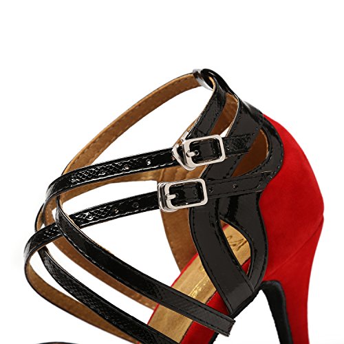 Minishion Ankle Strap Dancing Heels For Women Stiletto Heel Ankle Strap Dancing Shoes Red Us 8 #TOP4