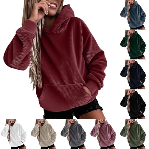 Womens Oversized Corduroy Hoodies Sweatshirts Casual Long Sleeve Pullover Tops 2025 Fall Winter with Pockets