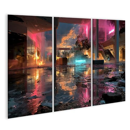Tableau sur toile Mystique islandburner décoration murale salon triptyque design contemporain