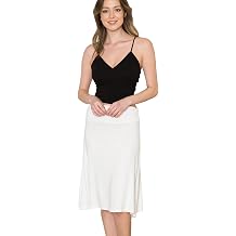 Womens Solid Lightweight Basic Mid Midi Knee Length Flare Flowy Skirt