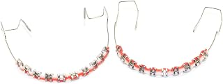 Metal bracket and orthodontic strap set, 1 set of props with metal wires for orthodontists to explain, props set for dental students to practice, temporary dental decorations (Red)