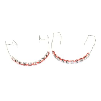 Metal bracket and orthodontic strap set, 1 set of props with metal wires for orthodontists to explain, props set for dental students to practice, temporary dental decorations Red