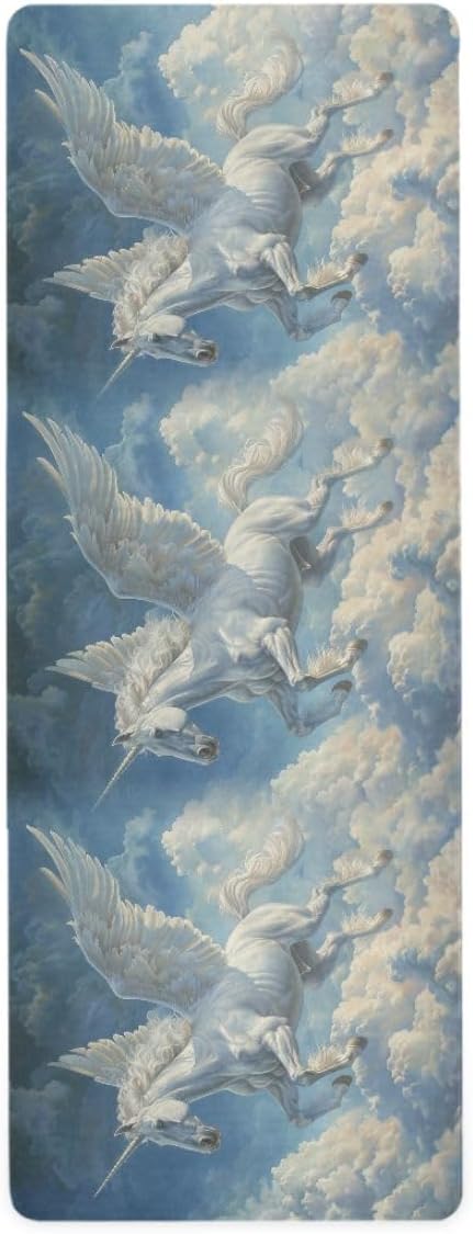 ALAZA Unicorn Flying Cloud Yoga Mat Non Slip Fitness Exercise Mat, Workout Mat for Yoga, Pilates and Floor Exercises