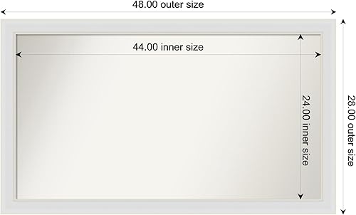 Miniatura 3 de Amanti Art White Bathroom Mirror for Over Sink, 28x48 Custom Made Flair Soft White Rectangle Vanity Mirror, Oversize Casual Wood Frame, Hangs