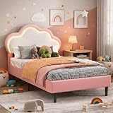 Hauptrolle Kinderbett Polsterbett 90x200 mit LED-Beleuchtung und Höhenverstellbar, Prinzessin Bett...