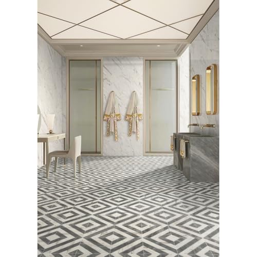 Marble Floor Tile 12x12 Waterjet Polished Natural Stone – White,