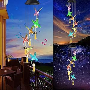 Windgong Zonne-energie Windgong Decor voor binnen/buiten Achort Wind Chime Zonnelicht Kolibries Outdoor…