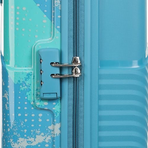 Image of Kamiliant by American Tourister ATHER|Printed Cabin Trolley Bag Small Size (55 cms) for Travel| Hard Case Polypropylene (PP) Suitcase|360 8-Wheel Spinner Luggage Trolley|Combination Lock|Sea Blue