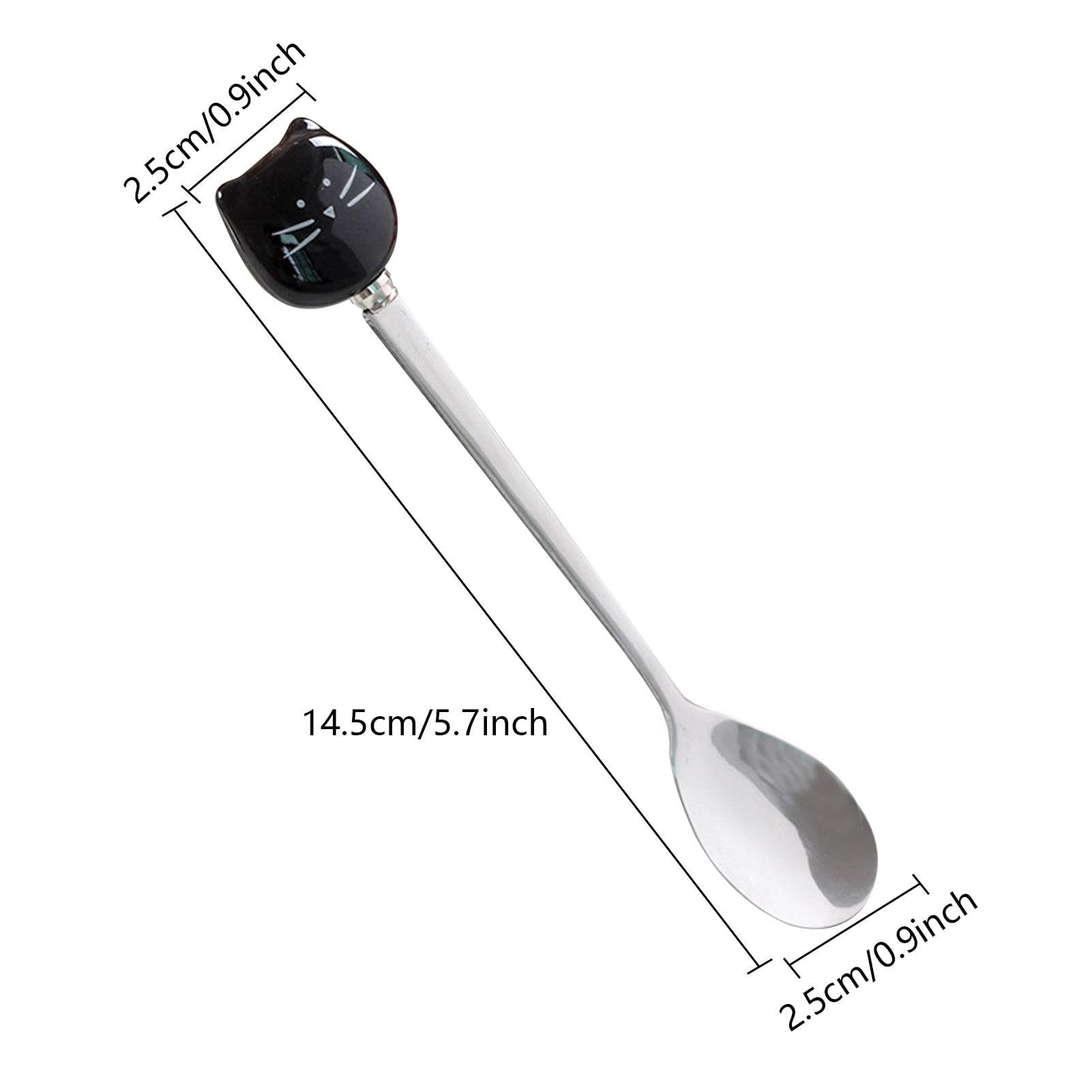 Cucchiaio a forma di gatto bianco e nero – Elegante cucchiaio da caffè cucchiaino da caffè – Cucchiaio liscio per mescolare caffè, frappè, gelato Dess