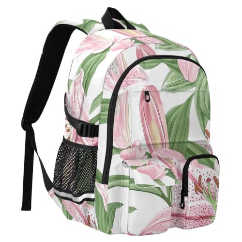 Mochila escolar rosa para portátil que alivia el peso en universidad y viajes largos 2