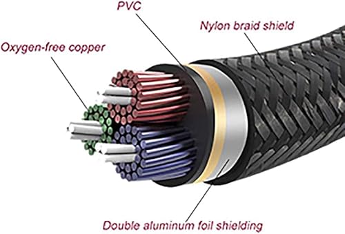 Miniatura 9 de SatelliteSale Auxiliary 3.5mm Right Angle Audio Jack Male to Male Digital Stereo Aux Cable Universal Wire Black Nylon Cord 3 feet