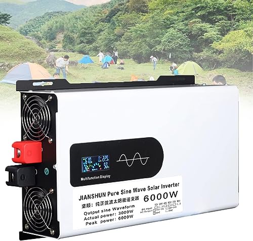 Onduleur Pur Sinus 10000W/12000W - Convertisseur 12V/24V/48V/60V Vers 220V - Pour Voiture, Camping, Solaire - Protections Multiples, Affichage LED