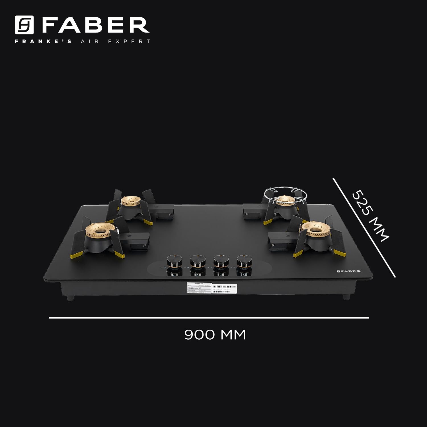 Faber Liftable Burners Hob - 90cm Black Glass| Auto Ignition| FFD| Cast Iron Pan Support| Premium Knobs| 2Yr Comprehensive Warranty, 5Yr on Glass, Burners & Valves| Hob Magiclift HT904 BR CI AI