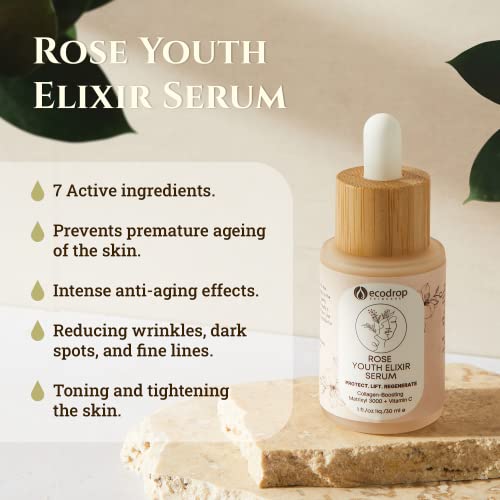 Ecodrop Rose Youth Elixir Serum, Matrixyl 3000 & Hyaluronic Acid, 30ml, 30 ml (Pack of 1) - Image 3