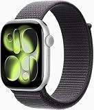 Apple Watch Series 11 [GPS, 46mm] Silver Aluminum Case with Dark Gray Sport Loop Band, One Size (Renewed Premium)