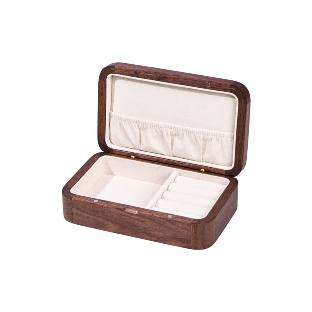 NZPOST Joyero Caja de almacenamiento Anillo Pendiente Collar Pulsera Reloj Pequeña Caja de Almacenamiento de Joyería Madera J