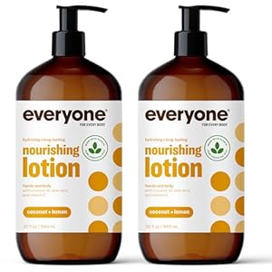 Everyone 2-in-1 Lotion for Hands/Body, 32 ounce (Pack of 2) Coconut and Lemon made with Essential Oils for Men and Women