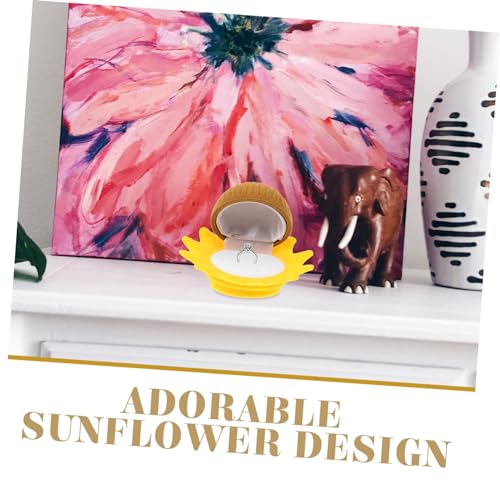 KOMBIUDA Caixa Porta Jóias De Girassol Porta Jóias Em Forma De Flor Caso De Estojo De Anel De Veludo