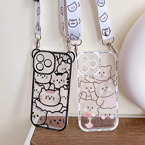 Slrioks Cute Bear Ears Black Cats Phone Case For Iphone 11 Case Crossbody Lanyard Camera Protector Clear Case With Lovely Strap Shockproof Soft Cover Girls Women #TOP3
