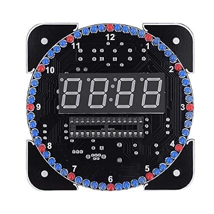 S erounder 4 Digital DIY Electronic Clock Kit, Multi Function Light Control Rotation Digital LED