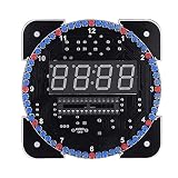 KIMISS Clock Suite Clock Set Kunststoff DIY Lichtsteuerung Rotation Digital LED Elektronische Temperaturuhr Kit Suite W USB-Kabel Blau (Blaue Teile + Netzkabel + Gehäuse)