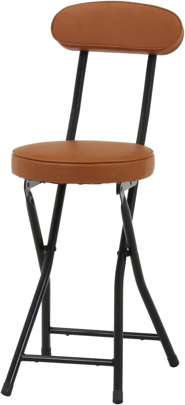 不二貿易(Fujiboeki) Fuji Boeki 73617 Folding Chair, Width 11.8 x Depth 17.9 x Height 29.9 inches (30 x 45.5 x 76 cm), Brown, Pipe, Synthetic Leather, Backrest, Back