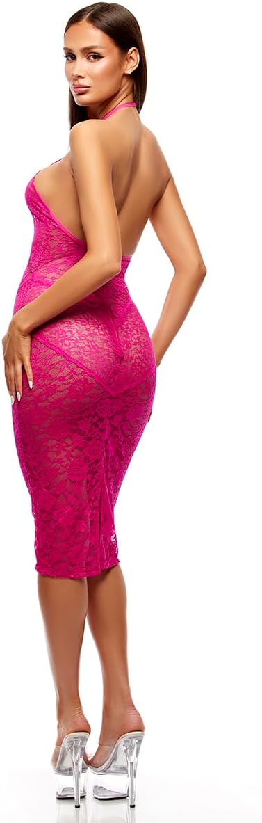 Forplay Women's Close Contact 2-piece Stretch Lace Midi Dress Set