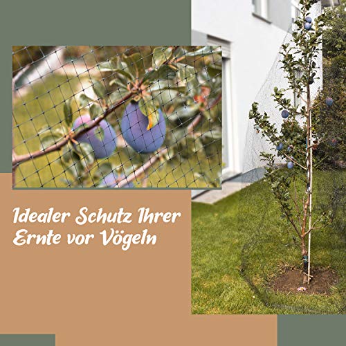 Teichnetz, Gartennetz, Vogelschutz-Netz, Pool Netz, Obstbaumnetz, Vogelabwehr-Netz, Laubnetz, Witterungs- & UV-beständig, robust, 15x Erdhaken & 15x Kabelbinder (4 x 5m)
