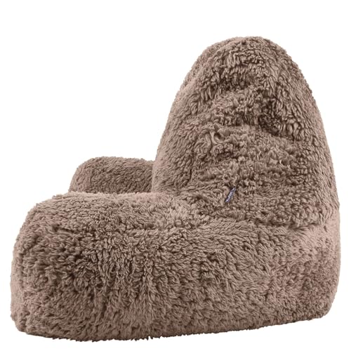 Icon Teddybär Rückenlehne Lesekissen, Mokkabraun, Lesekissen Flauschig mit Sitzsack Füllung, Rückenstütze mit Tragegriff