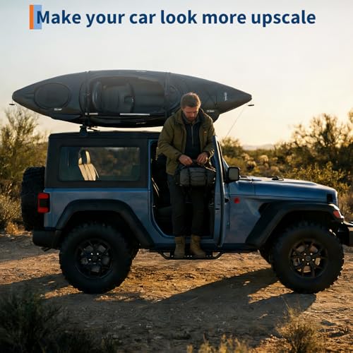 GarveeTech Running Boards w/Two Stairs Design All-Steel Build, Bolt-on Side Steps Compatible with 1997-2006 Wrangler TJ 2 Door, Black Powder Coated Nerf Bar by GarveeTech - Image 2