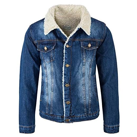 Rock Creek Mäns jeansjacka teddyfoder varm RC-2041, Blå H-217, 3XL