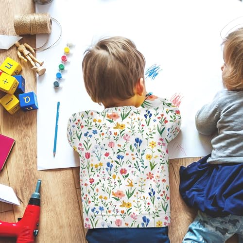 JUNZAN Florals Tulips Delphinium Iris White Little Kids Sweatshirts Hoodies Crewneck Boys Sweat Shirt Camping 4T 6