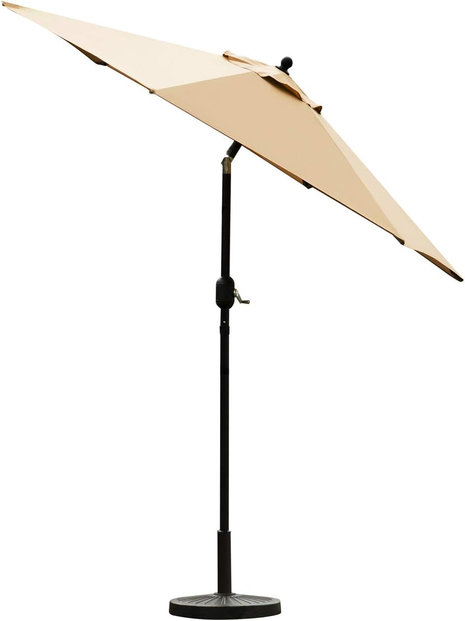 7.5 ft Tan Aluminum Market Patio Umbrella with Push Button Tilt