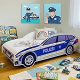 Kids Collective Autobett Kinderbett Jugendbett 80x160 mit Rausfallschutz Matratze optional | Polizei...