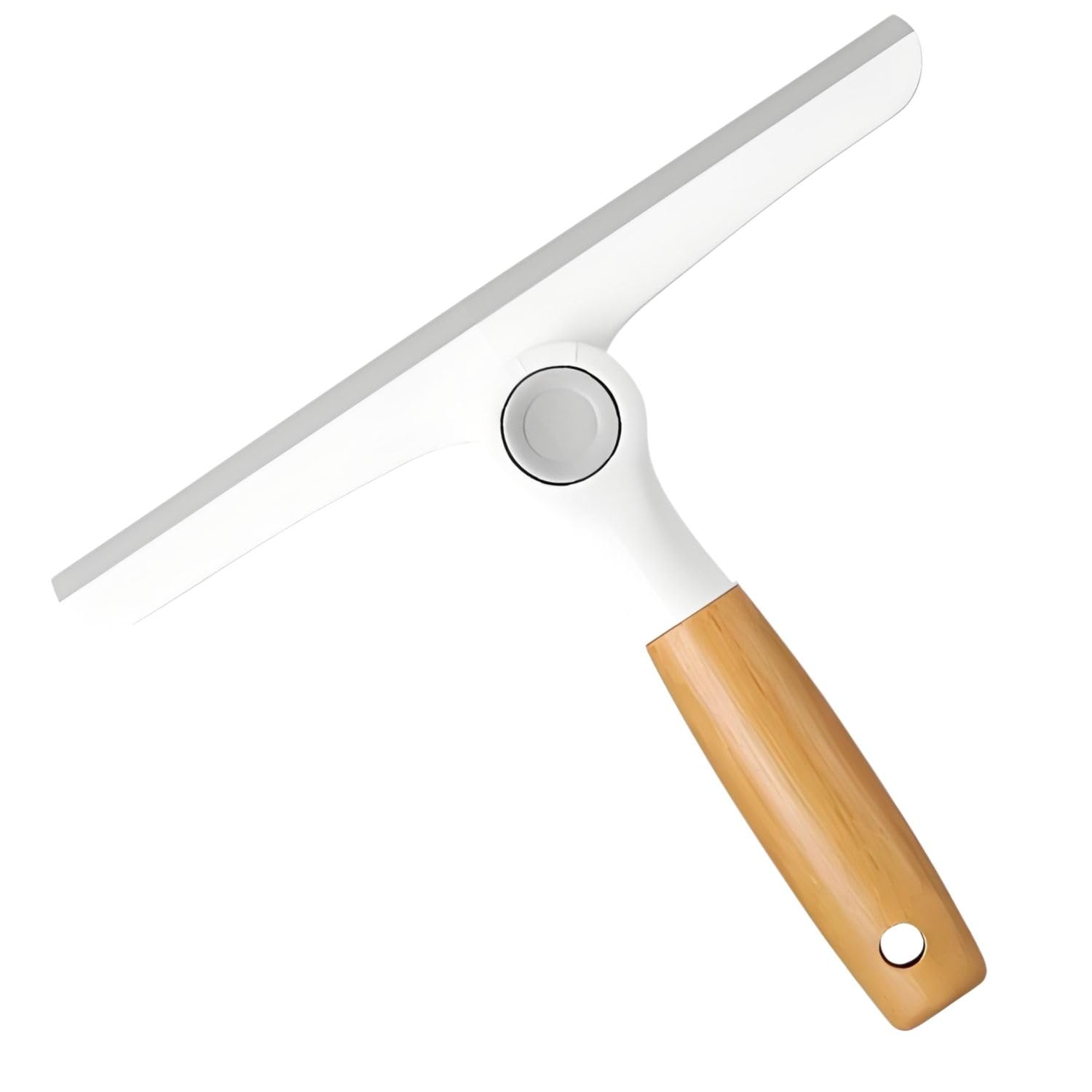 Raclette de douche avec lèvre en silicone, pivotante à 360 °, raclette pliable avec poignée en bambou, pour paroi de douche, fenêtre et surfaces en verre - 1