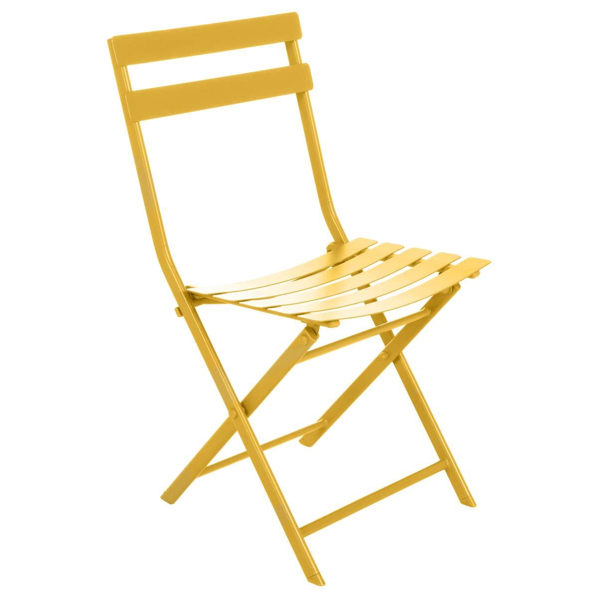 Hespéride - Chaise de Jardin Pliante Greensboro Moutarde - Acier Traité Antirouille Renforcé - Dim 50 x 42 x 81 cm - Meuble d'Extérieur Pliable