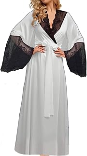 روب لانجري طويل من الساتان، ابيض