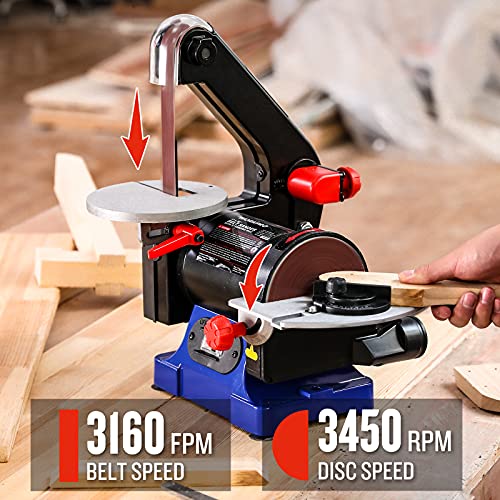 Workpro Disc Belt Sander, 1 In. X 30 In. Belt & 5 In. Sanding Disc, Power Combination Sander For Woodworking, Including 6Pcs Sandpapers #TOP3