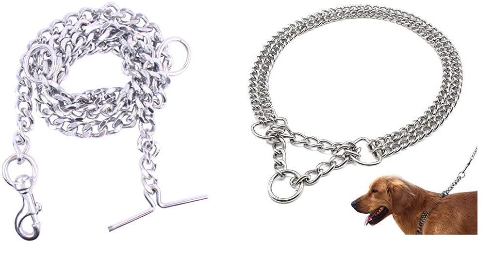 RvPaws Combo of Chrome Stainless Steel Chain with Heavy Hook and Chrome Stainless Steel 2 Layer Dog Choke Chain - 24 Inch Collar & 60 Inch Length Long Chain (B09JSSRDVT) Amazon Price History, Amazon Price Tracker
